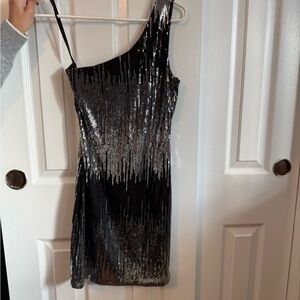 Sparkly one shoulder midi dress